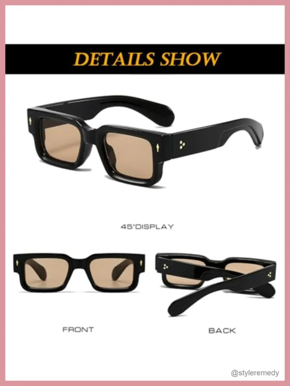 Thick Frame Square Sunglasses for Women Men Chunky Rectangle UV400 Protection